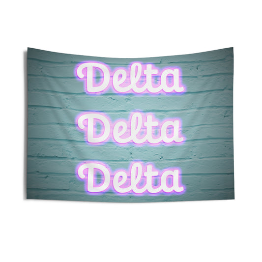 Tri Delta Pink Neon Sign Wall Flag Sorority Home Decoration for Dorms & Apartments