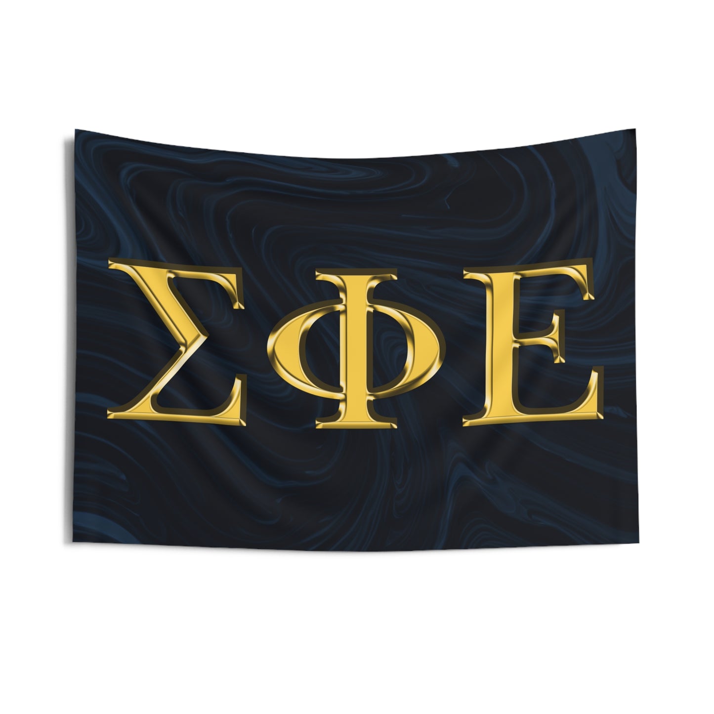 Sigma Phi Epsilon Wall Flag with Navy & Gold Letters Fraternity Home Decoration for Dorms & Apartments