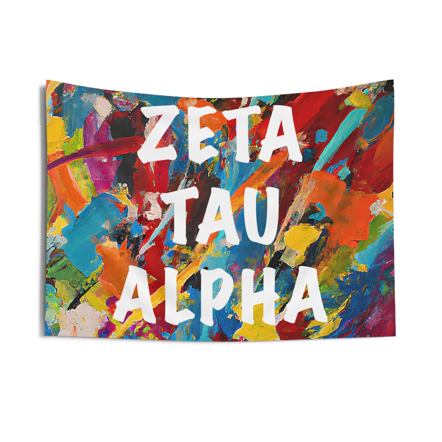 Zeta Tau Alpha Wall Flag with Paint Splatter Design Sorority Home Decoration for Dorms & Apartments