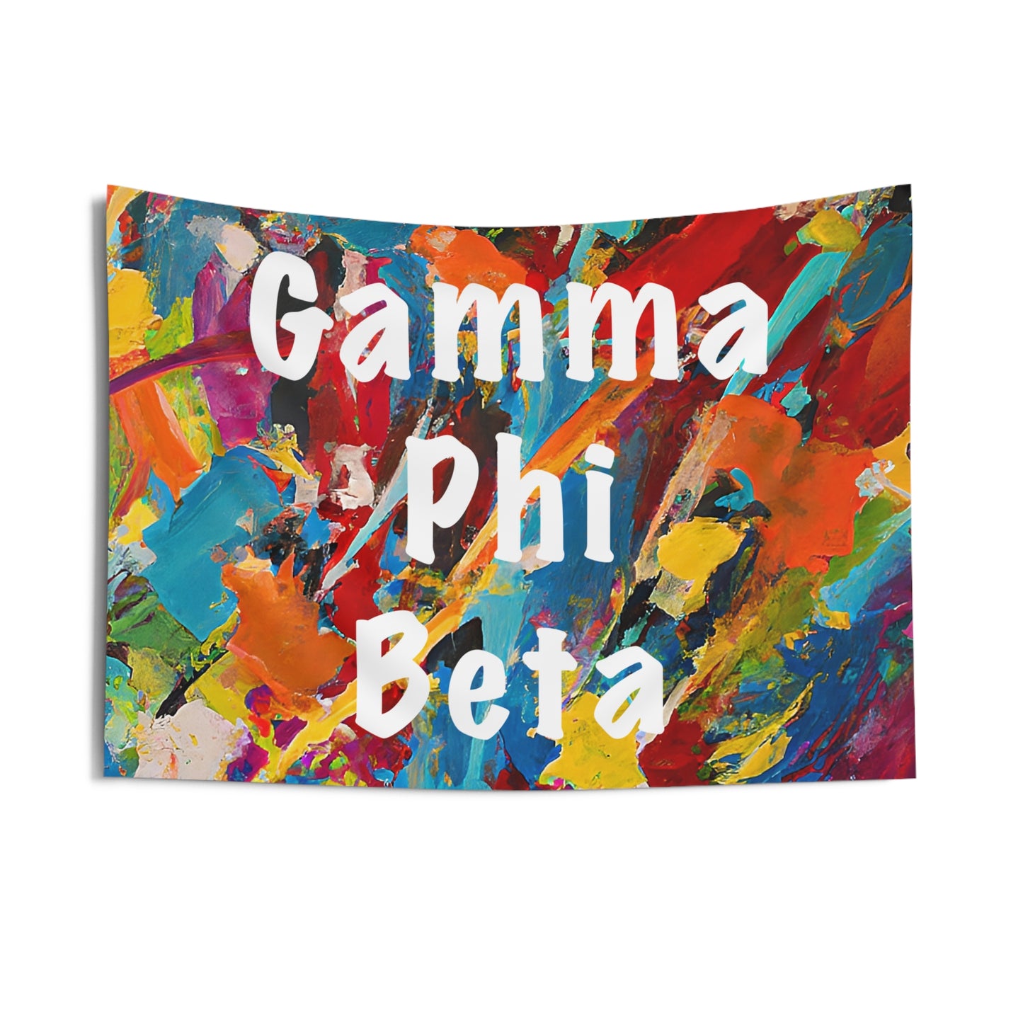 Gamma Phi Beta Wall Flag with a Paint Splatter Design Sorority Home Decoration for Dorms & Apartments