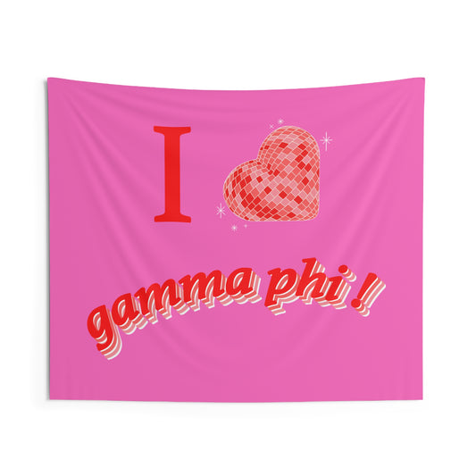 Gamma Phi Beta Heart Disco Wall Flag for Sorority Girls Dorms & Apartments