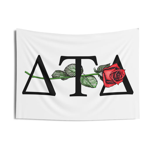 Delta Tau Delta Wall Flag with a Rose Fraternity Home Decoration for Dorms & Apartments