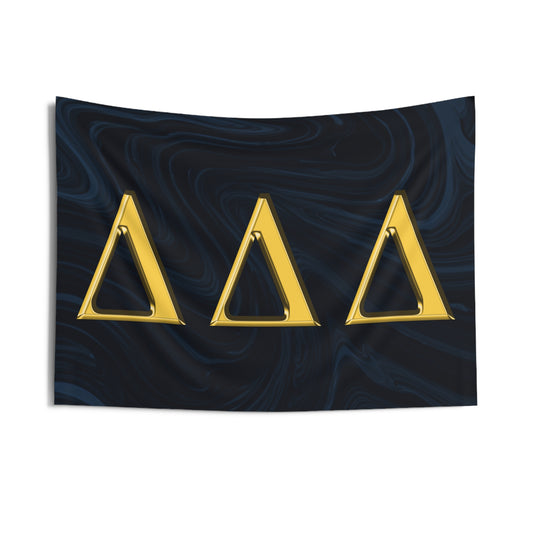 Tri Delta Wall Flag with Navy & Gold Letters Sorority Home Decoration for Dorms & Apartments