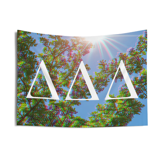 Tri Delta Distorted Purple Flowers Wall Flag Sorority Home Decoration for Dorms & Apartments