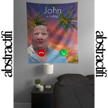 John is Calling... Funny Wall Flag College Room Banner Wall Art for Dorms & Apartments