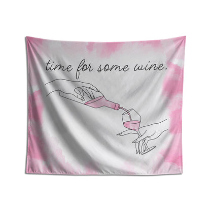 Time for Some Wine Funny Flag Wine Room Decoration for College Student Dorms & Apartments