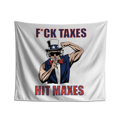 F Taxes Hit Maxes Funny Wall Flag College Room Banner Wall Art for Dorms & Apartments