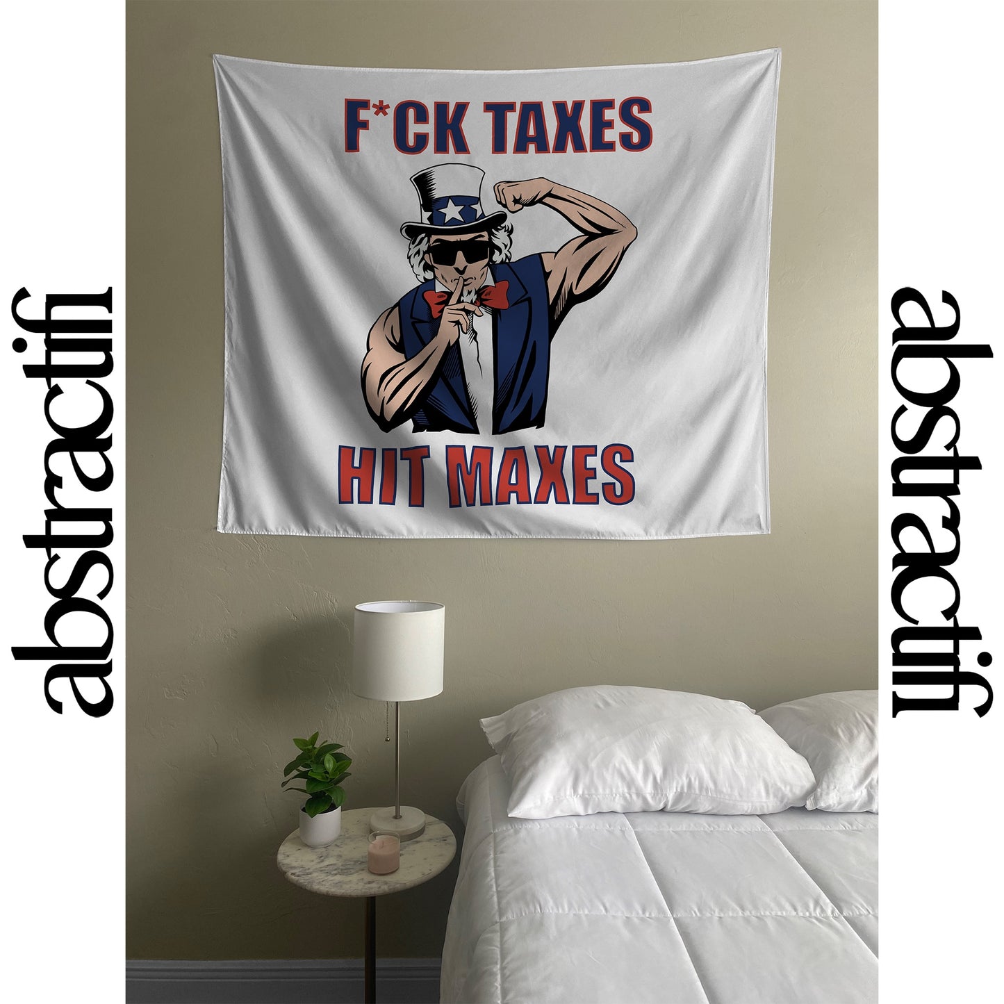 F Taxes Hit Maxes Funny Wall Flag College Room Banner Wall Art for Dorms & Apartments